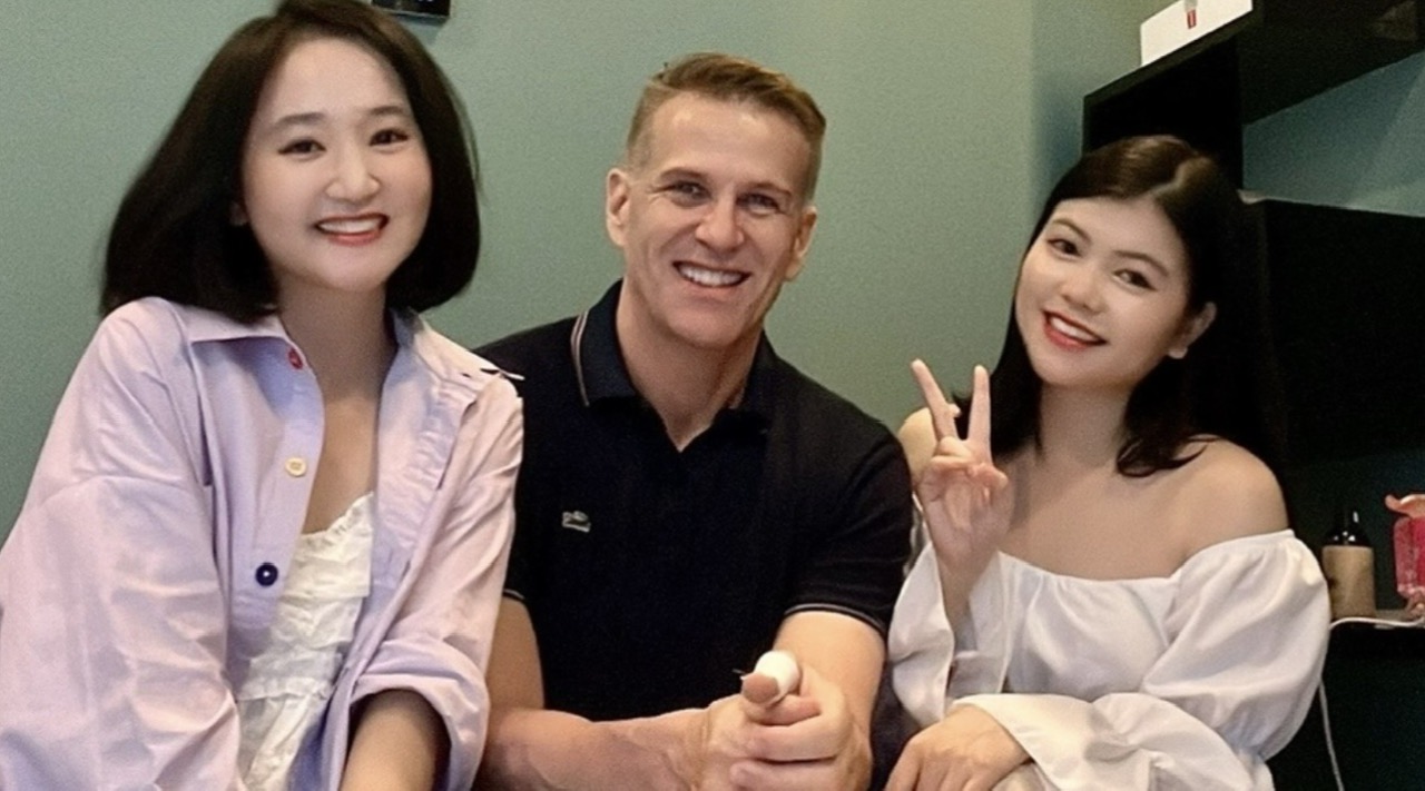 Michael with Vietnamese students